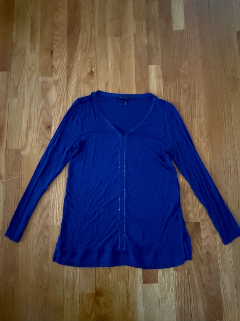 White House Black Market Cobalt Blue Long-Sleeve V-Neck Top